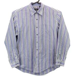 Van Heusen Mens Button Up LS Collared Shirt Size Large Multicolor Striped euc